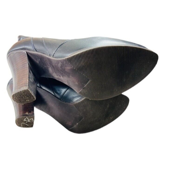 Mid Calf Leather Heel Ankle Boots Pull On Colin Stuart Black for Women's Size 8B - Picture 6 of 7